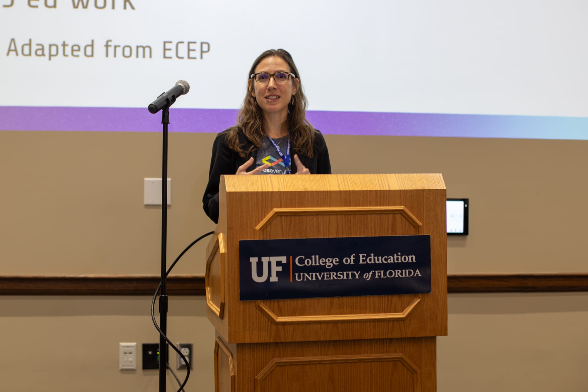 CS Everyone director, Maya Isarel, at a summit