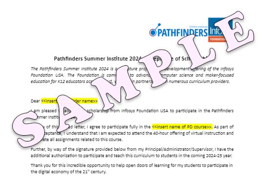 Acceptance of Scholarship Letter sample